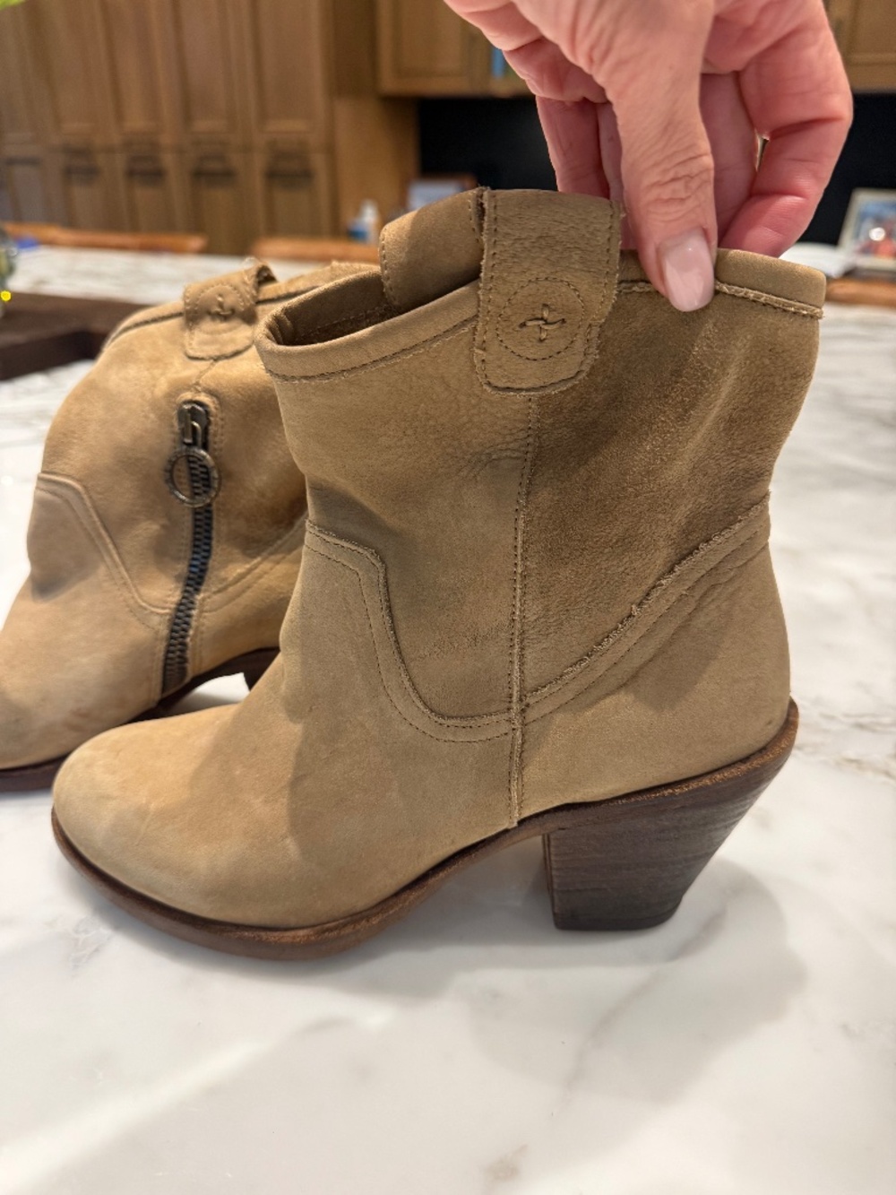 Fiorentini + Baker Pilli Suede Zip Ankle Block Heel Bootie
